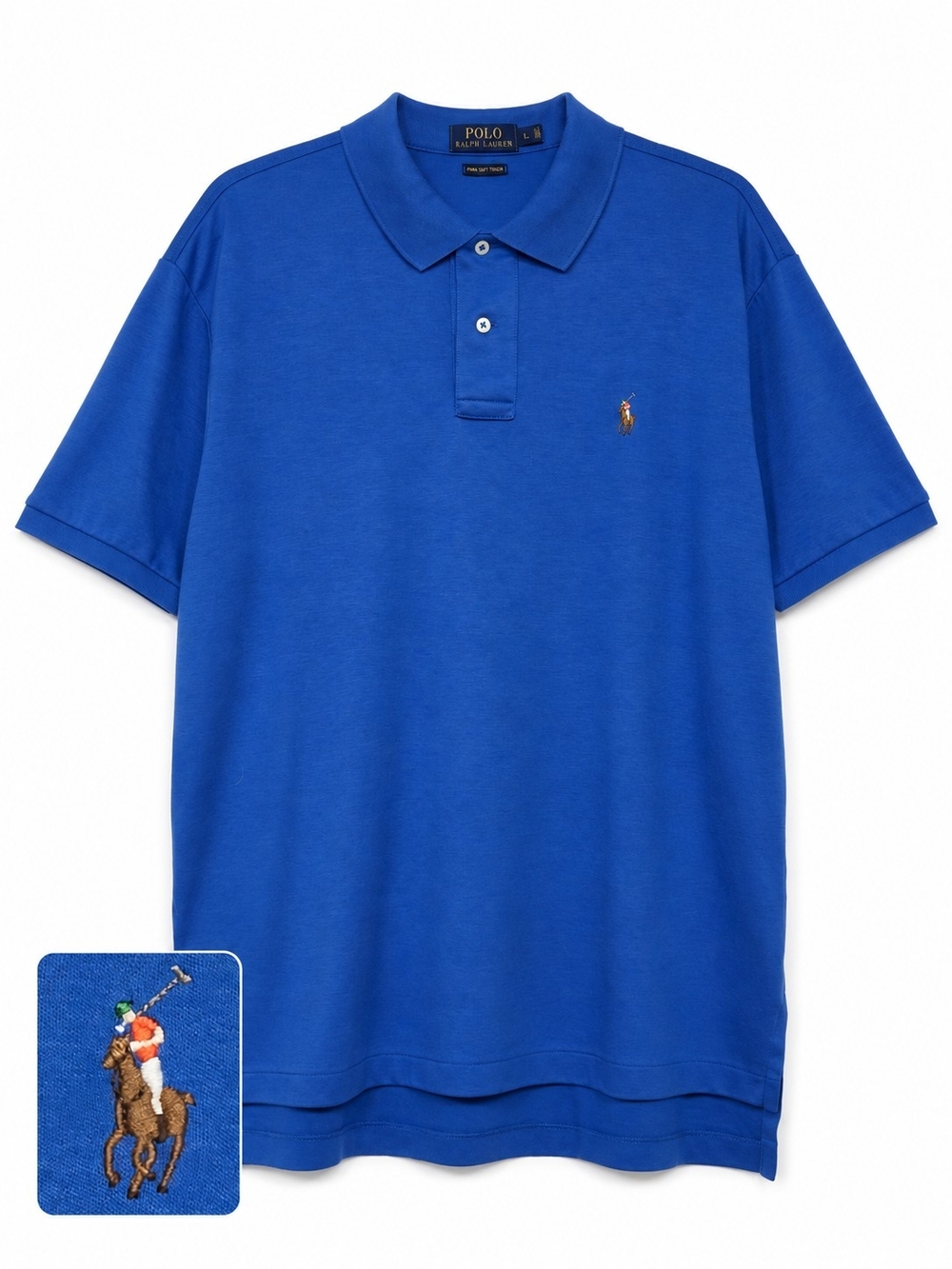 Polo Ralph Lauren Pima Soft Touch Blue Polo Shirt Multicolor Flesh Pony Large